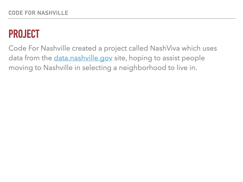 Code For Nashville created a project called NashViva